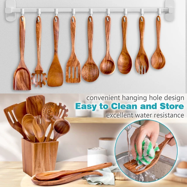 Alt view image 6 of 7 - Acacia Wood Cooking Utensils Set - 11pc Wooden Spoons