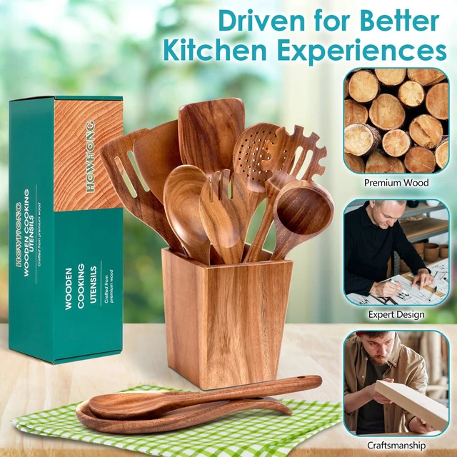 Alt view image 7 of 7 - Acacia Wood Cooking Utensils Set - 11pc Wooden Spoons