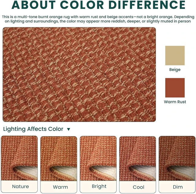 Alt view image 3 of 7 - Orange Runners for Hallway 2x8, Washable Runner Rug, Woven Non Slip Kitchen Runner, Braided Entryway Rug, Floor Carpet for Foyer, Bedroom, Hall, Burnt Orange/Tan