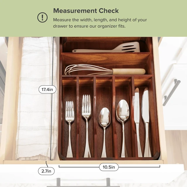 Alt view image 3 of 7 - Silverware & Utensil Organizer, Fixed 10.5 in, Acacia