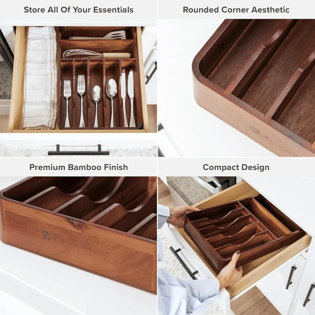 Alt view image 4 of 7 - Silverware & Utensil Organizer, Fixed 10.5 in, Acacia