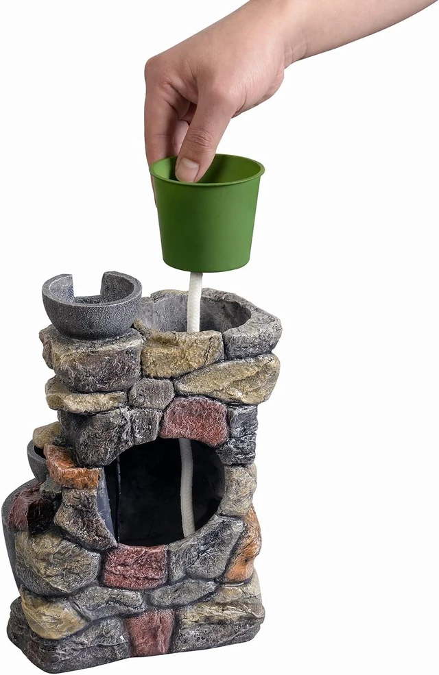 Alt view image 6 of 7 - Indoor Fountain 4-Bowl Rockery Soothing Sound Tabletop Fountains Home/Office Decor Gift for Mom,Mother Day Present with A Small Plastic Pot to Grow Plant/Hebs By Yourself (Automatic Watering)