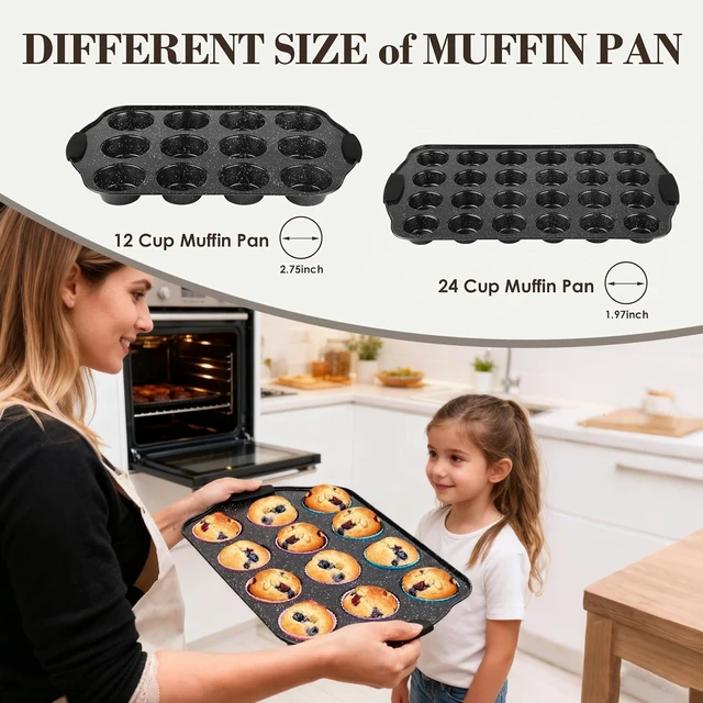 Alt view image 6 of 7 - Baking Pans Set Nonstick, Bakeware Sets Stackable with Silicone Handles, 22 Pieces Oven Pan for Cooking Including Baking Cookie Sheet with Rack, Roast Pan, Cake Pan, Loaf Pan, Muffin Pan, Black