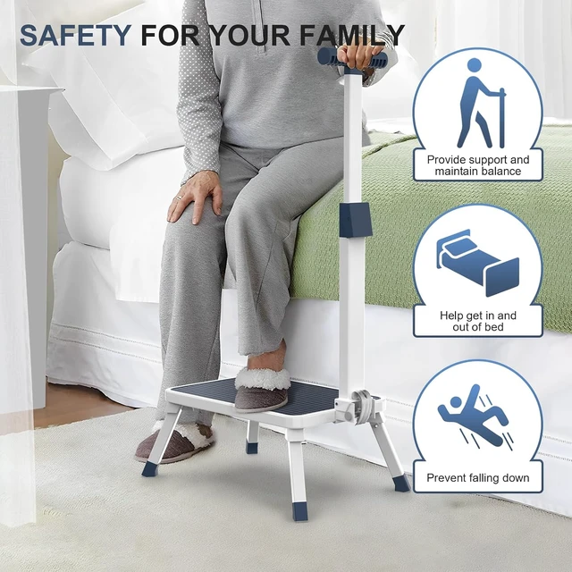 Alt view image 6 of 7 - Folding Step Stool, Step Stools with Handle for Elderly Adults