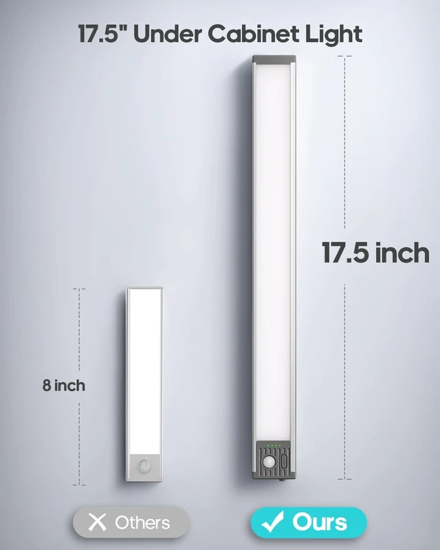 Alt view image 2 of 7 - 17.5inch Under Cabinet Lighting, 4500Mah Motion Sensor Light Indoor, 4 Pack