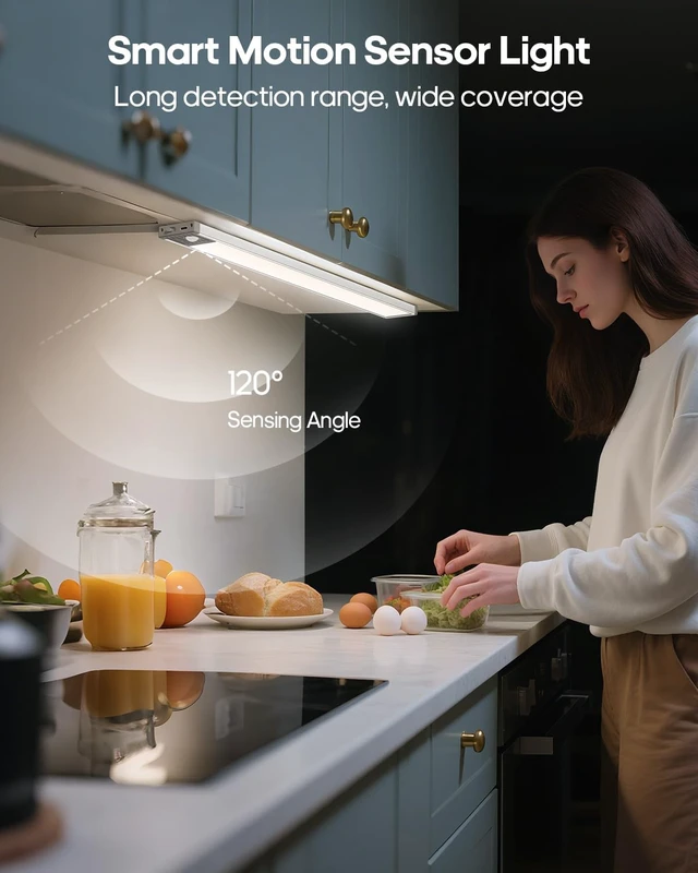 Alt view image 5 of 7 - 17.5inch Under Cabinet Lighting, 4500Mah Motion Sensor Light Indoor, 4 Pack