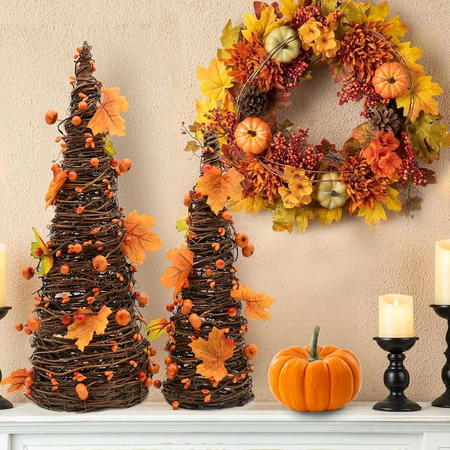 Alt view image 2 of 7 - Fall Decor, Fall Tabletop Trees, Lighted Pumpkin Thanksgiving Decorations