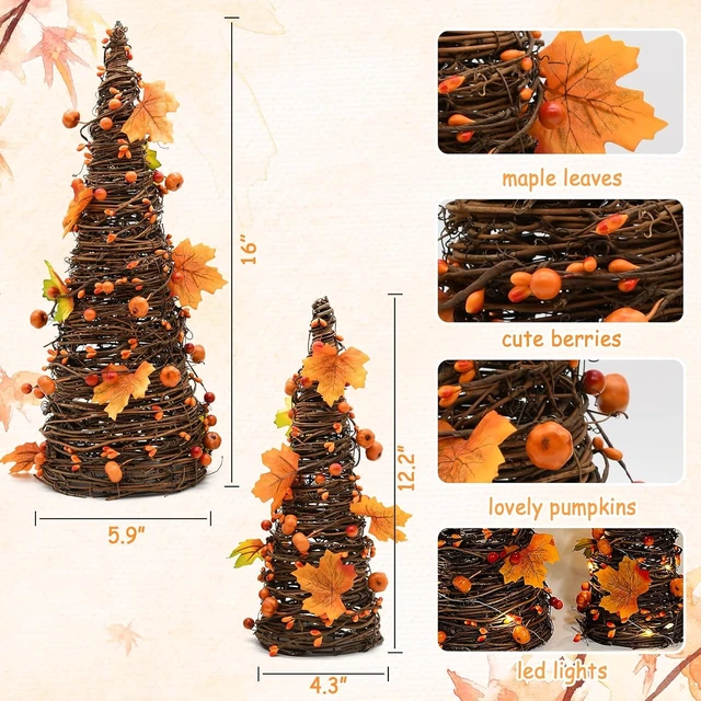 Alt view image 4 of 7 - Fall Decor, Fall Tabletop Trees, Lighted Pumpkin Thanksgiving Decorations