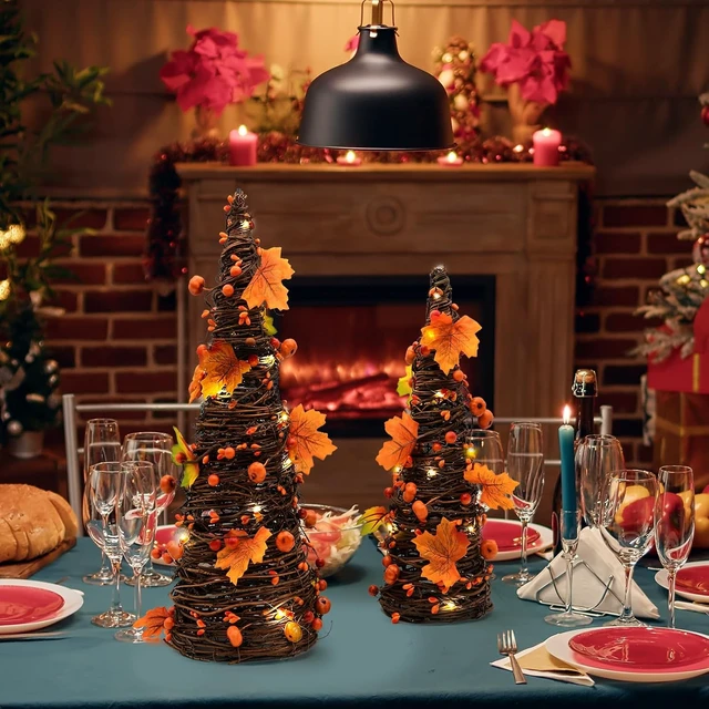 Alt view image 5 of 7 - Fall Decor, Fall Tabletop Trees, Lighted Pumpkin Thanksgiving Decorations