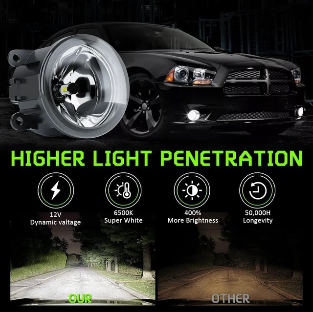 Alt view image 4 of 7 - Fog Light Assembly Fit for Mitsubishi Outlander 2014-2016 3.5 Inch Round Clear Lens Fog Light Kit with 6500k Cool White Bulbs Upgrade Replacement,Driver and Passenger Side,NI2592137