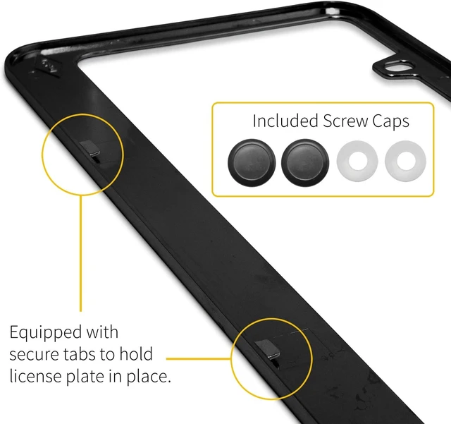 Alt view image 5 of 7 - for Ford Mustang Script in Yellow Printed American-Made Black Metal License Plate Frame - Official Licensed