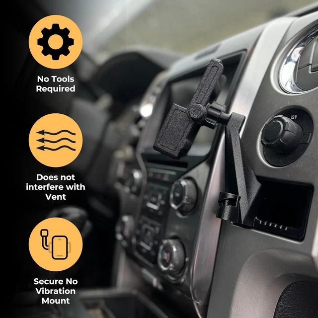 Alt view image 4 of 7 - Phone Holder for Ford F-150 2009-2014, Lincoln Mark LT 2010-1014 - Custom Fit in Dash Pocket Phone Mount