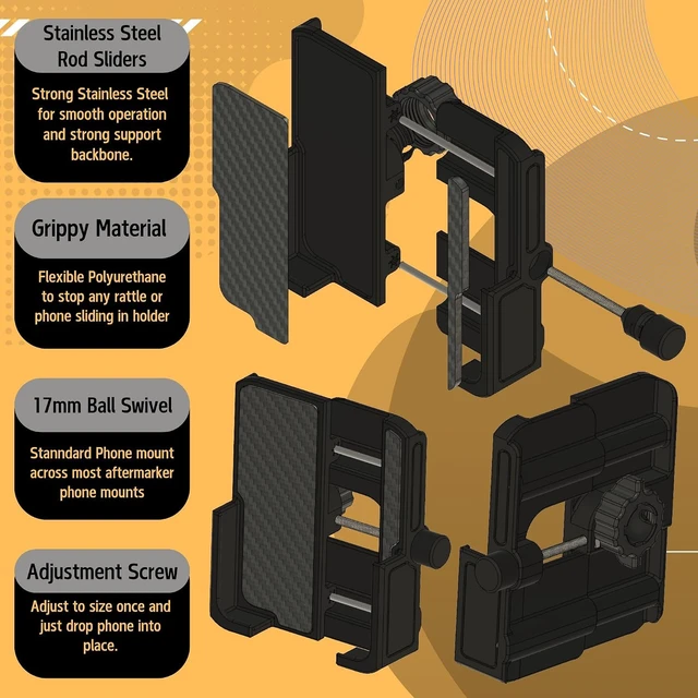 Alt view image 6 of 7 - Phone Holder for Honda Pilot 2016-2022 Model Years/Custom Made/Easy to Install/No Tools Required