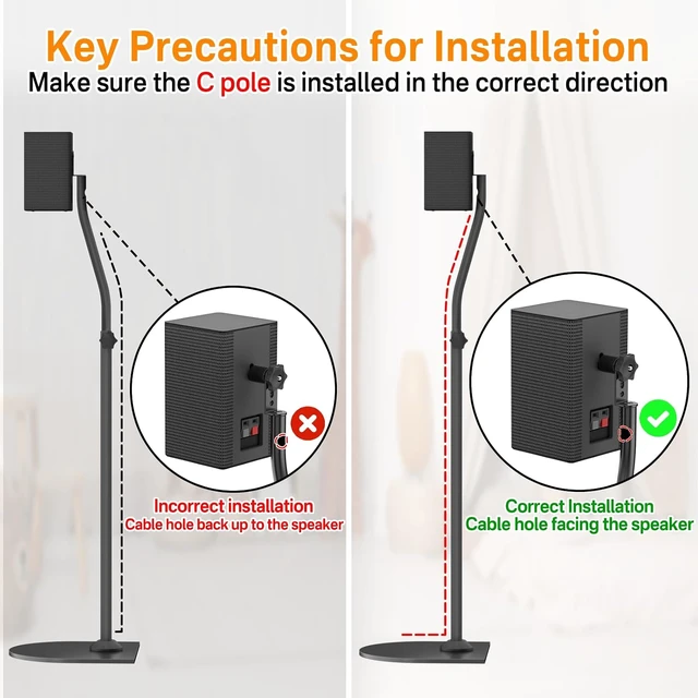 Alt view image 6 of 6 - Speaker Stand Pair and Wall Mounts for Rear Speakers WR Keyhole&Thread Hole