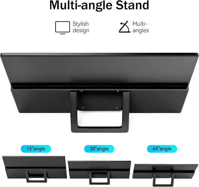 Alt view image 6 of 7 - Portable Monitor 15.6 Inch 1080P FHD USB-C HDMI Ultra-Slim Travel Monitor with Kickstand & Speakers, IPS Gaming Display Screen Extender for Laptop PC Mac Phone PS Xbox Switch