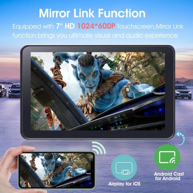 Alt view image 5 of 7 - Premium CarPlay Screen for Car, Bluetooth, Backup Camera, 7"HD