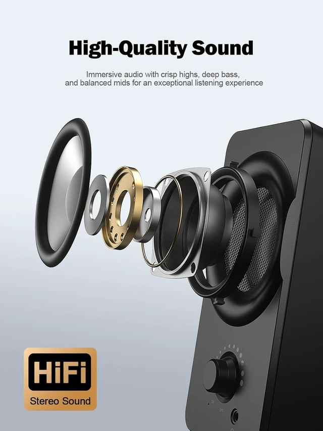 Alt view image 2 of 7 - Computer Speakers for Desktop PC, Dual Driver PC Speakers with RGB