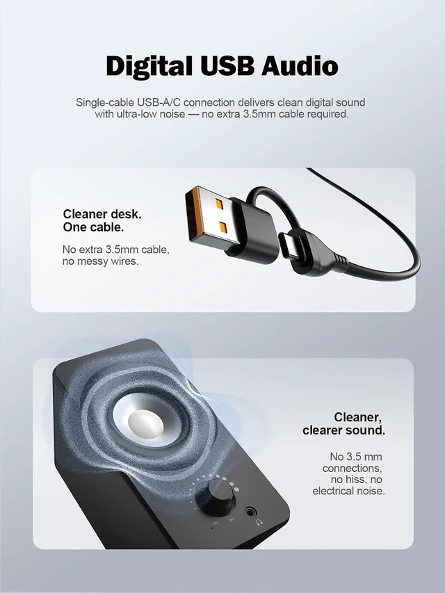 Alt view image 7 of 7 - Computer Speakers for Desktop PC, Dual Driver PC Speakers with RGB