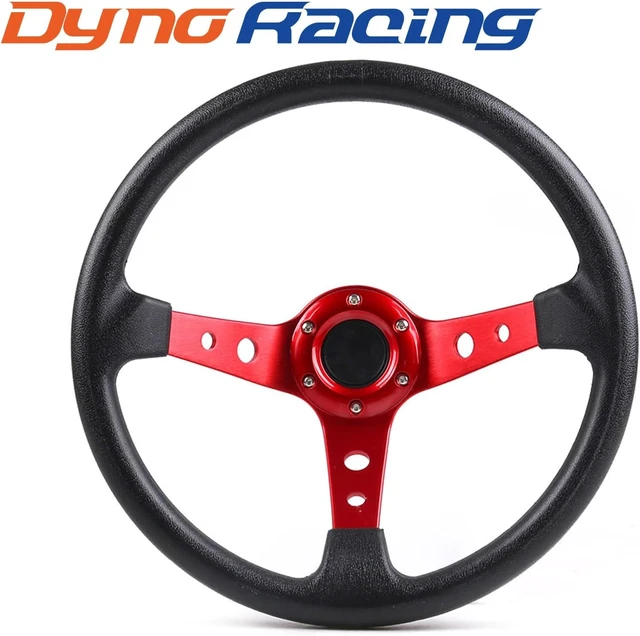 Alt view image 2 of 7 - 14inch 350mm PU Leather Car Racing Steering Wheel red With Adapter Plate Silver 70mm PCD For G29 G920 G923 For Racing Game (red+silver)