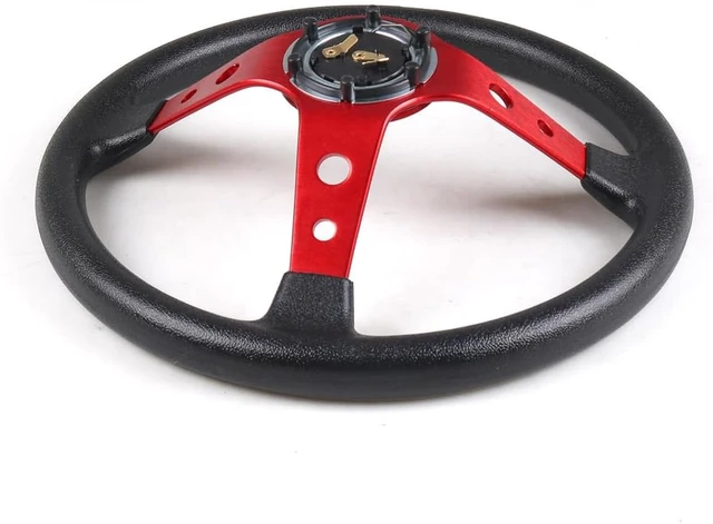 Alt view image 6 of 7 - 14inch 350mm PU Leather Car Racing Steering Wheel red With Adapter Plate Silver 70mm PCD For G29 G920 G923 For Racing Game (red+silver)