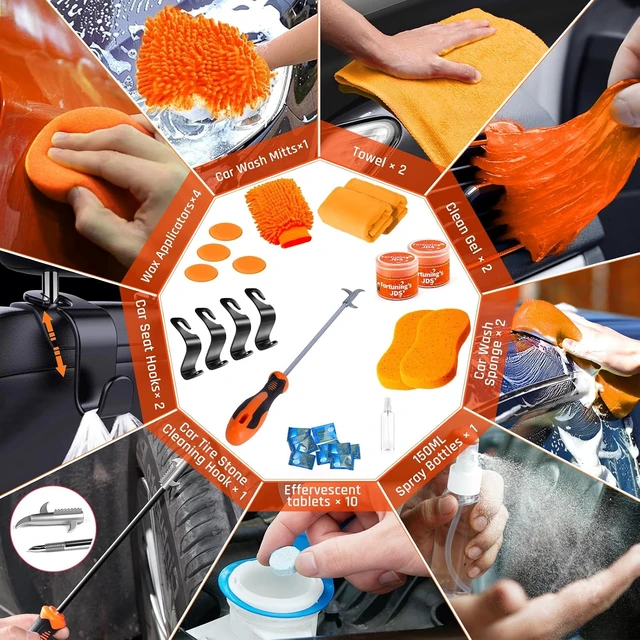 Alt view image 6 of 7 - 61 PCS Car Detailing Kit Interior Cleaner, Auto Detailing Kit, Car Vacuum Car Interior Detailing Kit, Car Wash Kit with Bucket Detailing Brush Set Car Accessories for Motorcycle, Cars, Bikes, Wheels