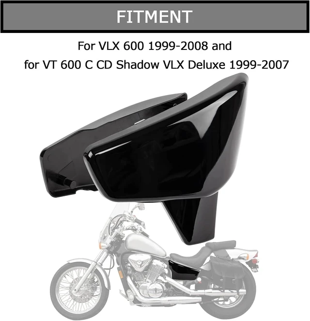 Alt view image 2 of 6 - Battery Side Fairing Covers for VLX 600 1999-2008 and for VT 600 C CD Shadow VLX Deluxe 1999-2007 Black