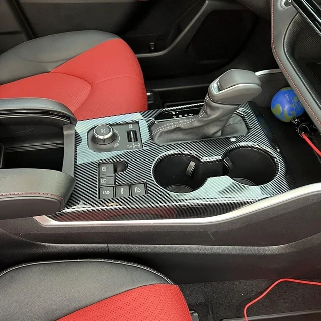 Alt view image 7 of 7 - Carbon Fiber Color Gear Shift Knob, Console Panel Trim, Cup Holder Cover Fit for Toyota Highlander 2023 2024 2025 2026 L/LE/XLE/XSE/Limited/Platinum/Hybrid Interior Accessories