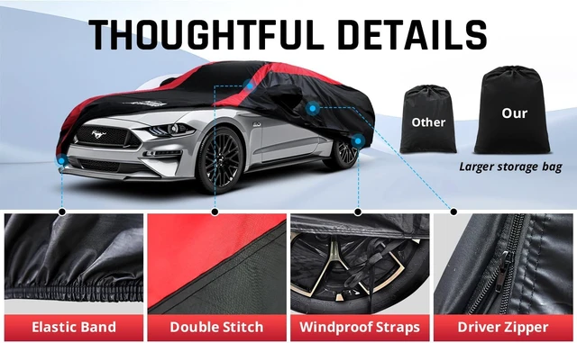 Alt view image 5 of 7 - Car Cover Waterproof Custom Fit for Ford Mustang 1994-2026