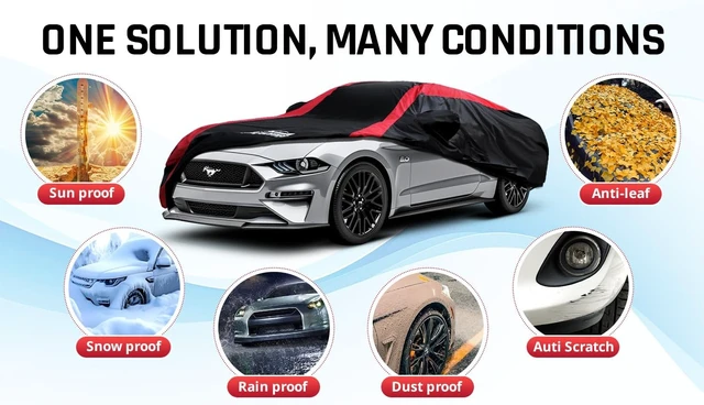 Alt view image 6 of 7 - Car Cover Waterproof Custom Fit for Ford Mustang 1994-2026