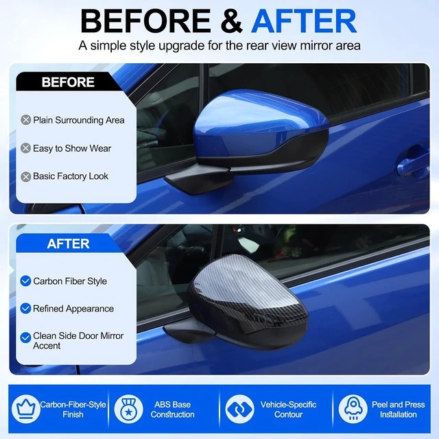 Alt view image 2 of 7 - 2PCS Car Rearview Mirror Cover Trims Compatible with 2022-2025 Subaru WRX Side Mirror Cover Car Exterior Door Side Rear View Mirror Protector Cover (Carbon Fiber Pattern)