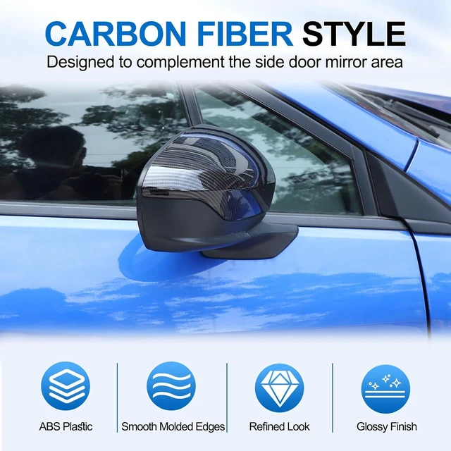 Alt view image 4 of 7 - 2PCS Car Rearview Mirror Cover Trims Compatible with 2022-2025 Subaru WRX Side Mirror Cover Car Exterior Door Side Rear View Mirror Protector Cover (Carbon Fiber Pattern)