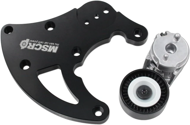 Alt view image 2 of 7 - R4 AC Compressor Bracket, LS High Mount A/C Bracket Kit with Belt Tensioner