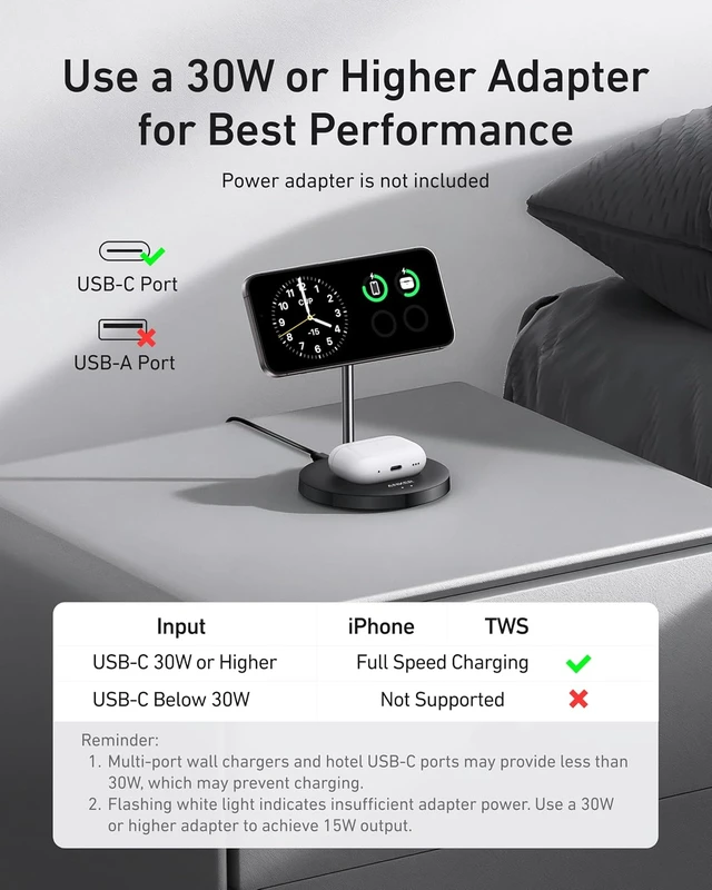 Alt view image 3 of 6 - MagGo 2-in-1 MagSafe Compatible Qi2 15W Wireless Charging Stand