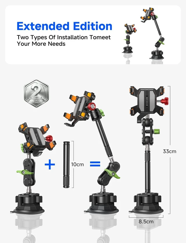 Alt view image 2 of 7 - Metal Car Phone Holder 360° Rotation Suction Mount Windshield