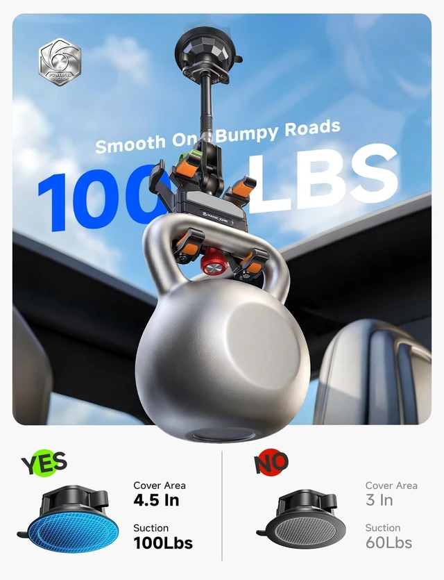 Alt view image 3 of 7 - Metal Car Phone Holder 360° Rotation Suction Mount Windshield