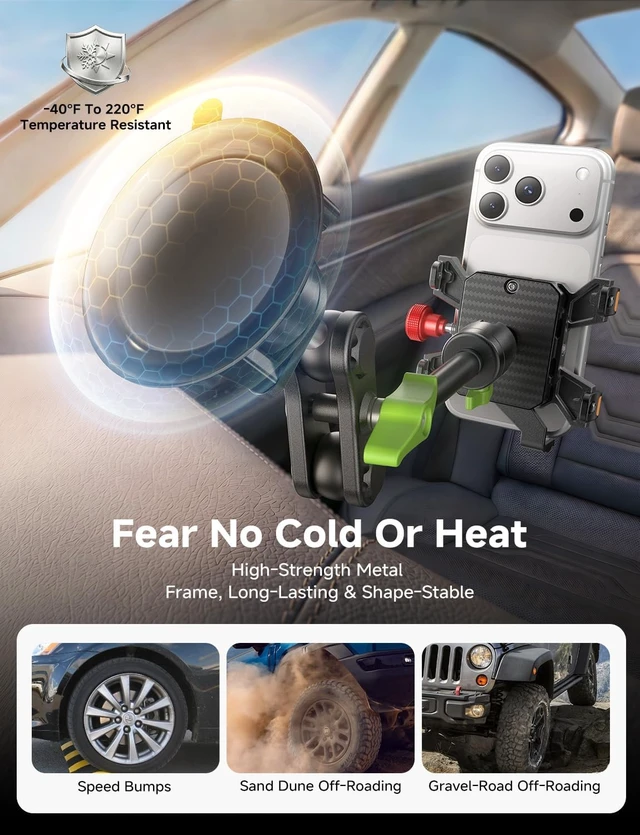 Alt view image 4 of 7 - Metal Car Phone Holder 360° Rotation Suction Mount Windshield