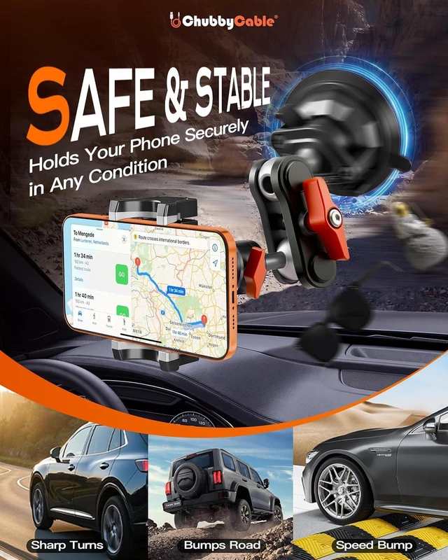 Alt view image 6 of 7 - ChubbyGrip Car Phone Holder with Suction Cup and Clamp Head