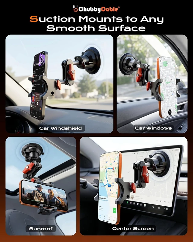 Alt view image 2 of 7 - ChubbyGrip Car Phone Holder with Suction Cup and Clamp Head