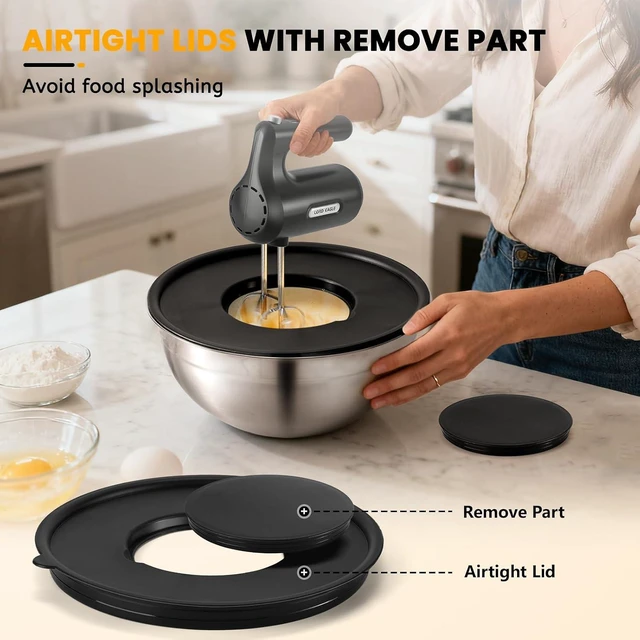 Alt view image 4 of 7 - 5-Speed Hand Mixer Electric With 4 Mixing Bowls Set