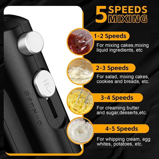 Alt view image 5 of 7 - 5-Speed Hand Mixer Electric With 4 Mixing Bowls Set