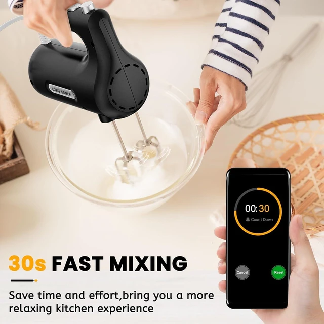 Alt view image 7 of 7 - 5-Speed Hand Mixer Electric With 4 Mixing Bowls Set