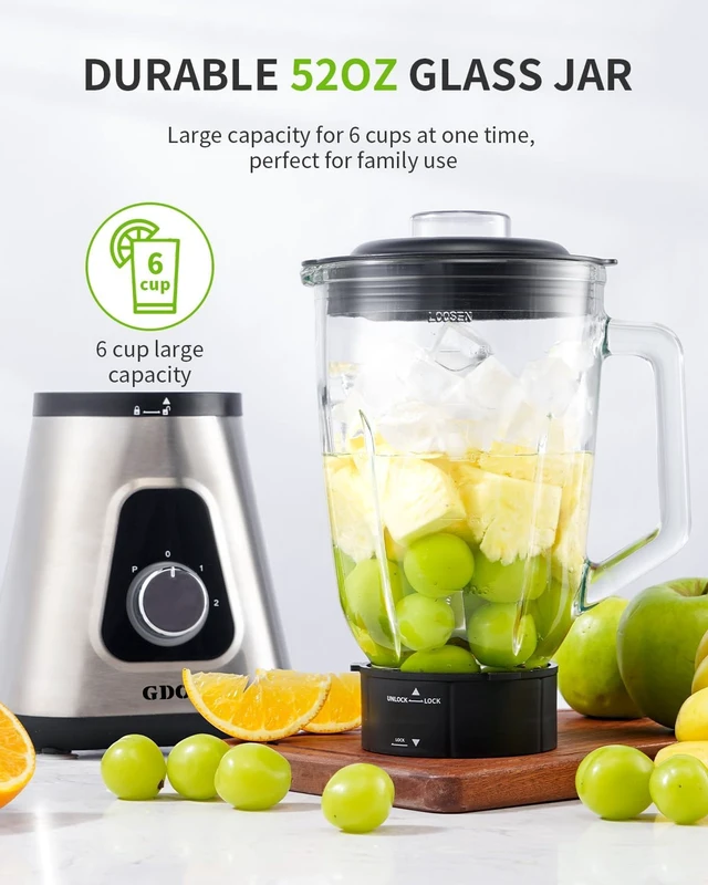 Alt view image 5 of 6 - Smoothie Blender for Kitchen, 1200W Glass Blender with To-Go Cup Combo