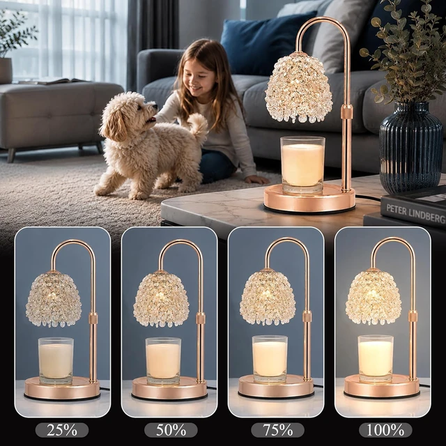 Alt view image 6 of 7 - Crystal Candle Warmer Lamp with Timer, Adjustable Height, Dimmable