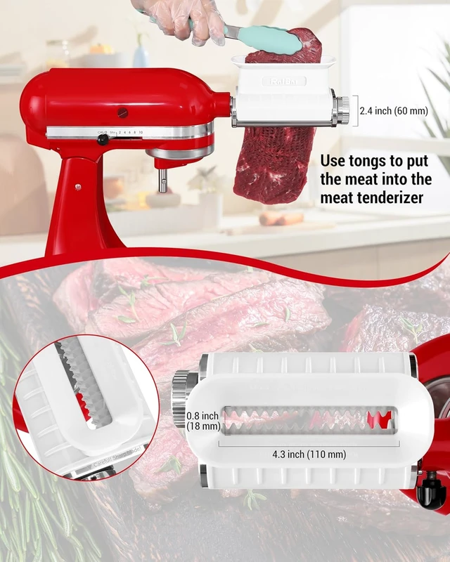 Alt view image 3 of 7 - Meat Tenderizer Attachment for KitchenAid Mixer, 3 Thickness Settings