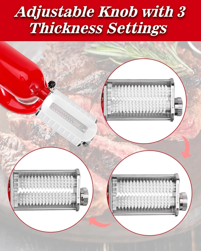 Alt view image 2 of 7 - Meat Tenderizer Attachment for KitchenAid Mixer, 3 Thickness Settings