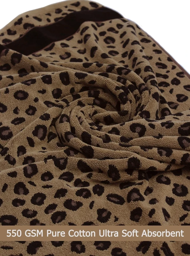 Alt view image 4 of 7 - 6 Piece Towel Set - 100% Cotton Animal Print Safari Towels