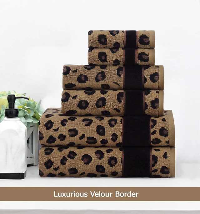 Alt view image 6 of 7 - 6 Piece Towel Set - 100% Cotton Animal Print Safari Towels