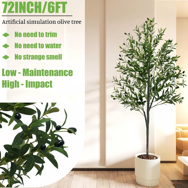 Alt view image 2 of 7 - 6FT Tall Artificial Olive Tree Faux Fake Silk Potted Plant with Fruits