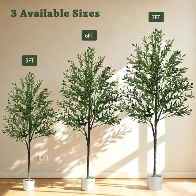 Alt view image 5 of 7 - 6FT Tall Artificial Olive Tree Faux Fake Silk Potted Plant with Fruits