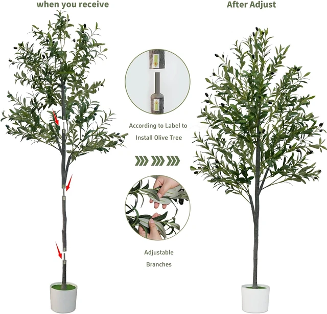 Alt view image 6 of 7 - 6FT Tall Artificial Olive Tree Faux Fake Silk Potted Plant with Fruits